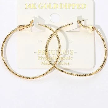 FASHNZFAB | 14K Gold Dipped Hypoallergenic Textured Hoop Earrings - Gold,商家Premium Outlets,价格¥193