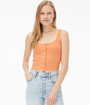 product Aeropostale Women's Ribbed Snap-Front Cropped Tank image