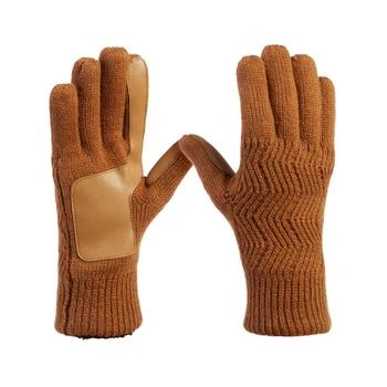 推荐Men's Lined Water Repellent Chevron Knit Touchscreen Gloves商品