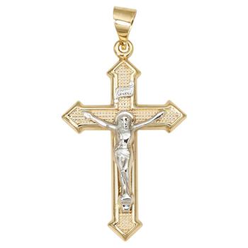 Macy's | Crucifix Cross Pendant in 14k Yellow and White Gold商品图片,2.5折