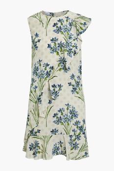 推荐Ruffled floral-print silk crepe de chine mini dress商品