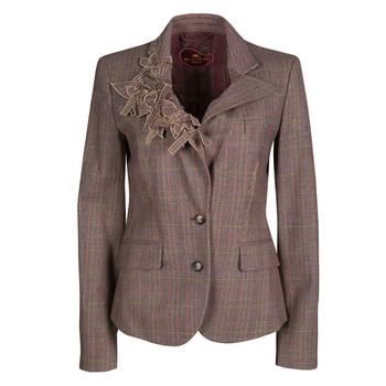 推荐Etro Multicolor Houndstooth Plaid Floral Applique Detail Wool Blazer M商品