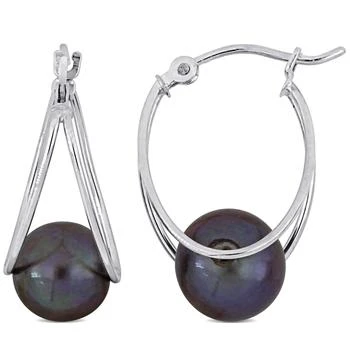 Mimi & Max | Mimi & Max 8-8.5mm Black Cultured Freshwater Pearl Drop Earrings in 10k White Gold 3.1折, 独家减免邮费