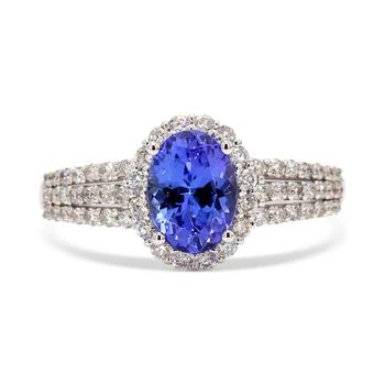 Macy's | Tanzanite (1-1/4 ct. t.w.) & Diamond (1/2 ct. t.w.) Halo Multirow Ring in 10k White Gold,商家Macy's,价格¥19212