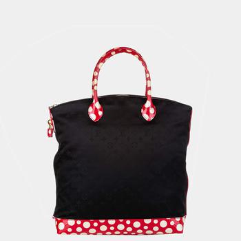 lv麻将包, Louis Vuitton | Louis Vuitton Red/Black Nylon Fabric Monogram Lockit Vertical Yayoi Kusama Dots Infinity MM Top Handle Bag商品图片 9.5折