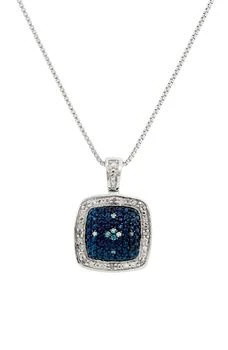 Savvy Cie Jewels | Rhodium Plated Blue & White Diamond Pendant Necklace - 0.033ct. 2.2折