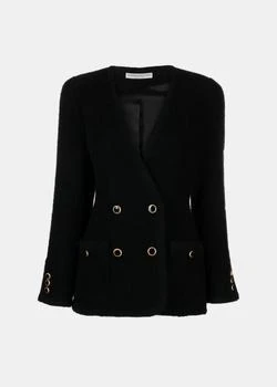 推荐Alessandra Rich Black Checked Tweed Boucle Double Breasted Jacket商品