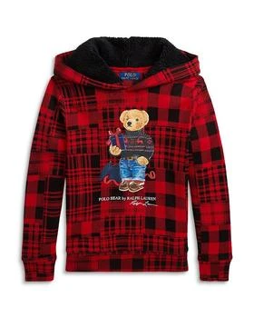 Ralph Lauren | Boys' Polo Bear Graphic Plaid Fleece Hoodie - Little Kid, Big Kid 