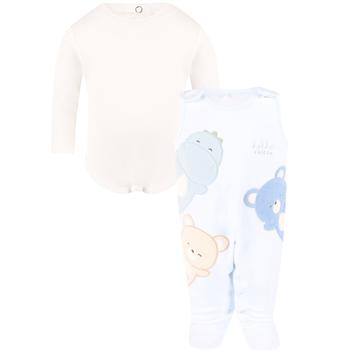 商品Chicco | Appliqued animals onesie and baby romper set in blue and white,商家BAMBINIFASHION,价格¥228图片
