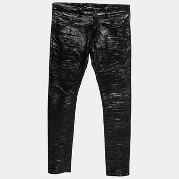 推荐Saint Laurent Black Vinyl Faux Leather Trousers M商品