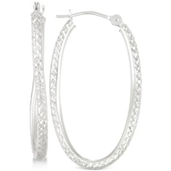 Macy's | Textured Twisted Oval Hoop Earrings in 10k White Gold,商家Macy's,价格¥2603
