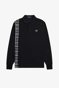 Fred Perry | Fred Perry M4575 Tartan Panel Long Sleeve Polo Black商品图片,