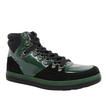 Gucci | Gucci Contrast Combo High top Dark Green Suede Leather Sneaker 368496 1077商品图片,4.7折, 满$175享8.9折, 满折