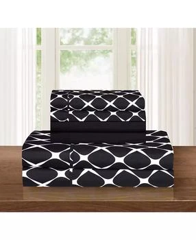 Elegant Comfort | Geometric Printed Microfiber 4-Pc. Sheet Set,商家Macy's,价格¥270
