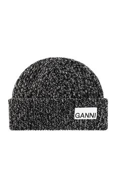 Ganni | Ganni Logo-Patch Ribbed-Knit Turn-Up Hem Beanie商品图片,6.7折