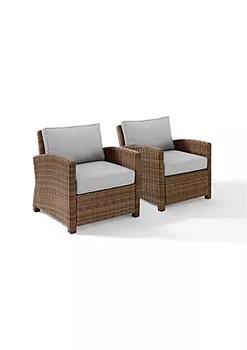 Crosley, Crosley Furniture | Crosley Furniture KO70026WB-GY 30.50 x 31.75 x 32.50 in. Bradenton Outdoor Wicker Armchair Set - 2 Armchairs Gray & Weathered Brown - 2 Piece商品图片 