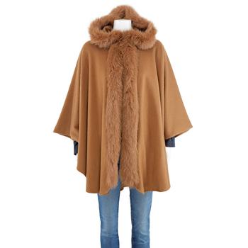 推荐Ladies Fox-fur Trim Wssalto Cashmere Cape - One Size商品