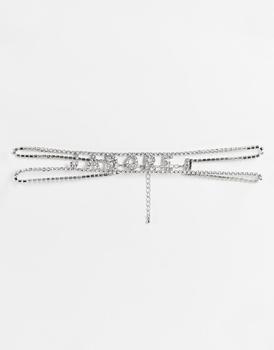 推荐ASOS DESIGN choker necklace with Jadore crystal motif in silver tone商品