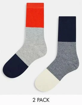 ASOS | ASOS DESIGN 2 pack ankle socks with colour block design 