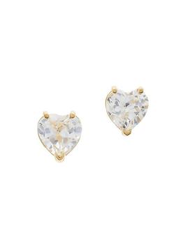 商品Katey Walker | Heart Tiny 18K Yellow Gold & White Topaz Stud Earrings,商家Saks Fifth Avenue,价格¥3979图片