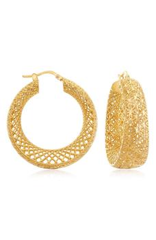 Gabi Rielle好不好, Gabi Rielle | 14K Gold Plated Sterling Silver Vintage Lace 19mm Hoop Earrings商品图片 4.9折