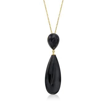 Ross-Simons | Ross-Simons Black Jade Pendant Necklace in 14kt Yellow Gold,商家Premium Outlets,价格¥2627