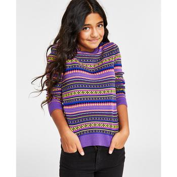 商品Charter Club | Big Girls Bright Stripe Fair Isle Sweater, Created for Macy's,商家Macy's,价格¥304图片