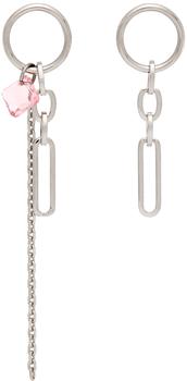 Justine Clenquet | SSENSE Exclusive Silver & Pink Paloma Earrings商品图片,独家减免邮费