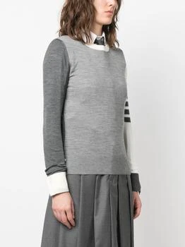 Thom Browne | THOM BROWNE WOMEN FUN MIX RELAXED FIT CREW NECK PULLOVER IN FINE MERINO WOOL W/ 4 BAR STRIPE 