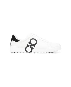 菲拉格慕男鞋板鞋, Salvatore Ferragamo | Salvatore Ferragamo Man's  White And Black Leather Sneakers With Gancini Print商品图片 8.6折
