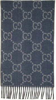 Gucci | Navy & Brown Double G Scarf 独家减免邮费