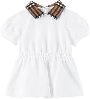 Burberry | 白色 Check Collar 婴儿连衣裙 