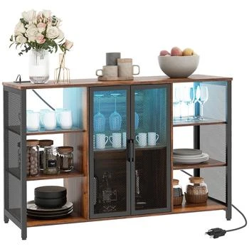 Streamdale Furniture | Streamdale LED Wine Cabinet with Charging Station Glass Holders,商家Premium Outlets,价格¥2333