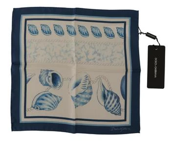 Dolce & Gabbana | Dolce & Gabbana White Blue Shells Print Square Handkerchief Scarf,商家SEYMAYKA,价格¥980