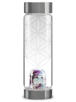 商品Via Flower Of Life Crystal Water Bottlewith Amethyst, Aquamarine, Clear Quartz & Flower Of Life Ornament图片