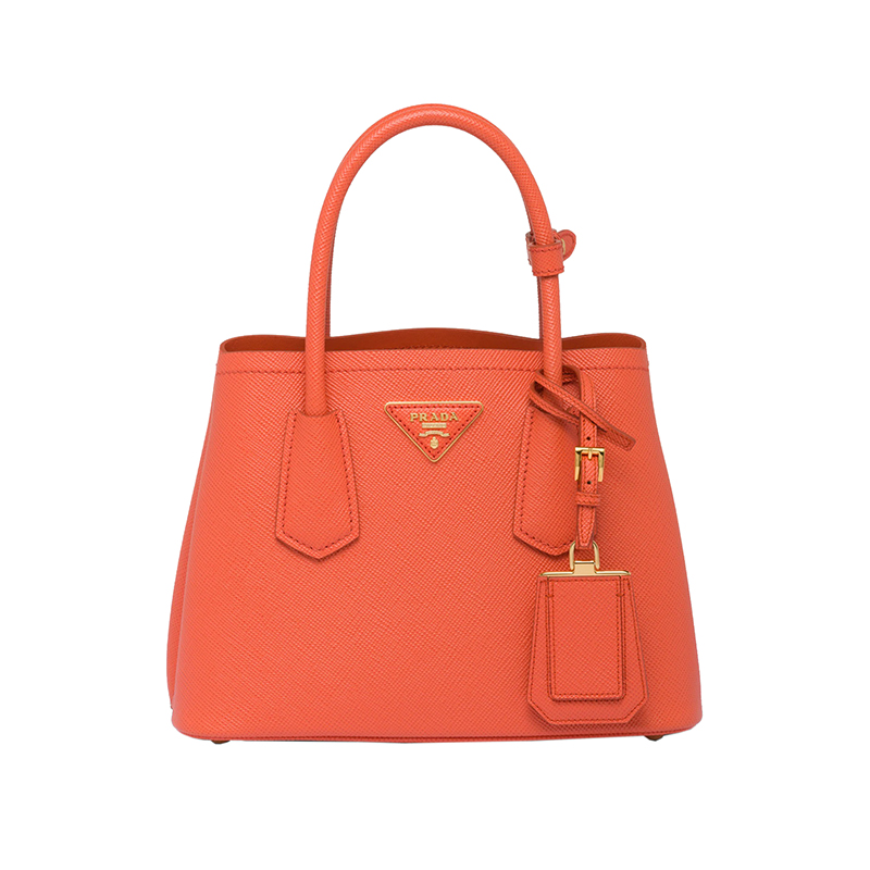 Prada | PRADA/普拉达 22新款 Prada Double系列 女士mini橙色saffiano皮革金扣徽标单肩斜跨手提包1BG443_2A4A_F0049_V_XOO商品图片,额外9.5折, 包邮包税, 额外九五折