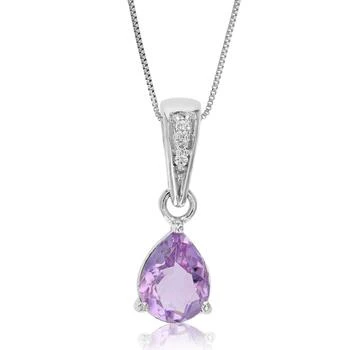 Vir Jewels | 0.85 Cttw Pendant Necklace, Purple Amethyst Pear Shape Pendant Necklace For Women In .925 Sterling Silver With Rhodium, 18" Chain, Prong Setting,商家Verishop,价格¥646