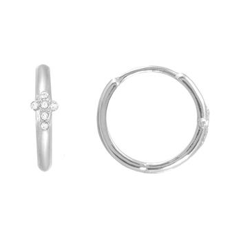 商品FAO Schwarz | Women's Sterling Silver Cross Hoop Earrings with Crystal Stone Accent,商家Macy's,价格¥385图片