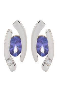 商品14K White Gold Diamond & Tanzanite Stud Earrings,商家Nordstrom Rack,价格¥8759图片