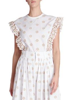 推荐Flower Dot Broderie Anglaise Cotton Top商品