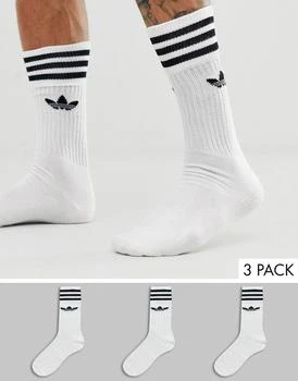 推荐adidas Originals adicolor Trefoil 3 pack crew socks in white商品
