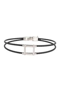 ALOR | 18K White Gold Pave Diamond & Stainless Steel Cable Noir Bracelet - 0.24 ctw,商家Nordstrom Rack,价格¥4845