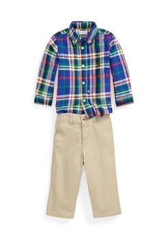 Ralph Lauren | Lauren Childrenswear Baby Boys Plaid Oxford Shirt Chino Pants Set,商家Belk,价格¥553