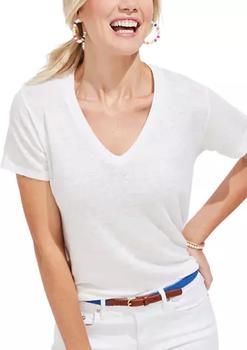 Vineyard Vines价格, Vineyard Vines | Women's Linen V-Neck T-Shirt商品图片 4折起