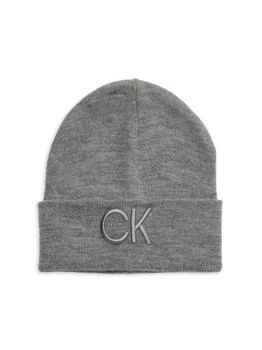 Calvin Klein | Embroidered Logo Ribbed Beanie,商家Saks OFF 5TH,价格¥94