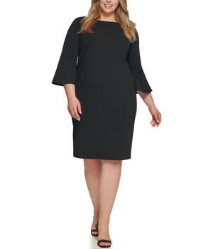 Calvin Klein | Plus Size Scuba Crepe Sheath Dress with Bell Sleeve商品图片,
