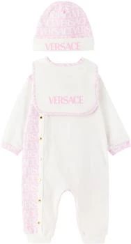 推荐Baby White & Pink Allover Three-Piece Set商品