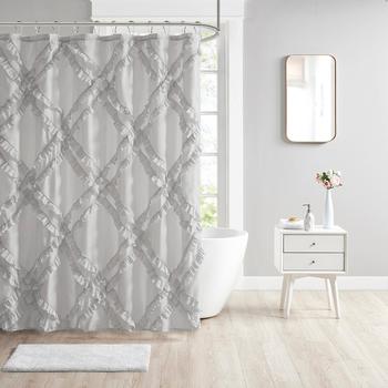 商品Intelligent Design | Kacie Diamond Ruffles Shower Curtain,商家Lord & Taylor,价格¥251图片