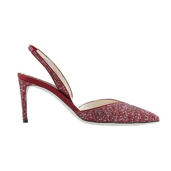 Rene Caovilla | Ladies Bordeaux Vivienne Crystal Slingback Pumps 2.4折