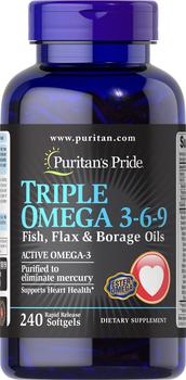 商品Puritan's Pride | Triple Omega 3-6-9  3,000 mg 240 count,商家Puritan's Pride,价格¥229图片